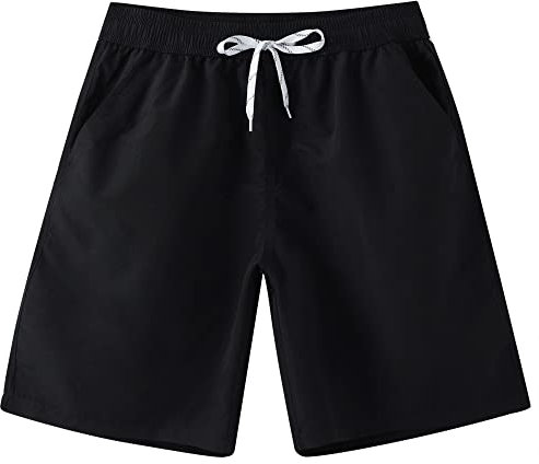 LYRIKER Badehose Herren Badeshorts Schwimmhose Kurze Sporthose Sommer Shorts Schwarz Ohne Futter M