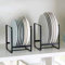 Kiswleon 2 Stück Teller Organizer Schrank,Tellerhalter Metall Tellerständer Einfach Teller Organizer mit Leicht zu Tragenden Griffen,Dish Drying Rack für Teller Schneidebretter Topfdeckel(Schwarz L)