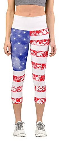 Große Damenhose, Yoga, Fitness, Leggings, Patriotische Flagge, bedruckt, personalisierbar, schmal, für Yogahosen, Pilates, USA, Laufhose, Leggings, Vintage-Set, weiß, XL