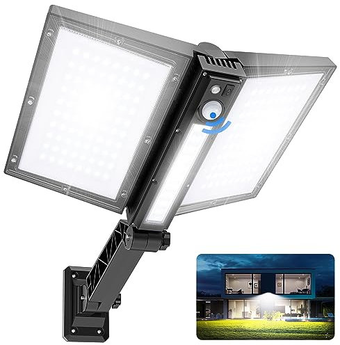Bellanny 200W Solaire Exterieur Lampadaire, 180LED/3Modèle Lampe Solaire Exterieur Avec Capteur de Mouvement, Étanchéité IP65 Projecteur Solaire Exterieur pour Jardin Patio Chemin
