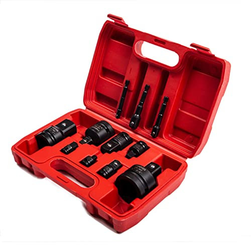 PANOVOS 8Pcs Impact Socket Adapter and Reducer Set. 1/4 3/8 1/2 3/4 Drive Socket Adapter Set, Reducer Converter Adapter Set for Impact Driver Conversions & 3Pcs Drill Adapter 1/4 3/8 1/2