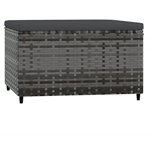 Tidyard Gartenhocker Rattan, Rattanhocker, Hocker mit Kissen, Sitzhocker, Gartenmöbel Fußhocker für Garten Balkon Terrasse, Grau Poly Rattan