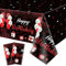 2 Pack schwarz und rot Alles Gute zum Geburtstag Tischtücher, 220x130cm Rechteck Geburtstag Party Tischdecken für Frauen Mädchen Geburtstag Party Dekorationen Zubehör