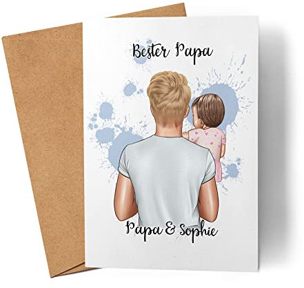 Kiddle-Design Vater Karte Vatertag Personalisiert für Papa Sohn & Kind Geschenk Kinder Väter Geschenk Papatag Vatertagskarte