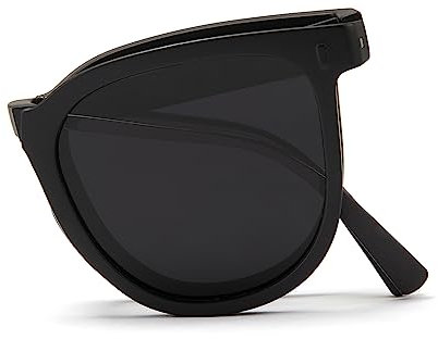 Cyxus Sonnenbrille Herren Damen Faltbare Leichtes TR90 Polarisiert Sonnenbrille UV 400 für Fahren Angeln Reisen (1103 Schwarz)