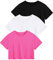 Star Vibe 3er Pack Sportoberteil Damen Croptops Gym Yoga Shirt Locker Sport T-Shirt Fitness Black/White/Rose XL