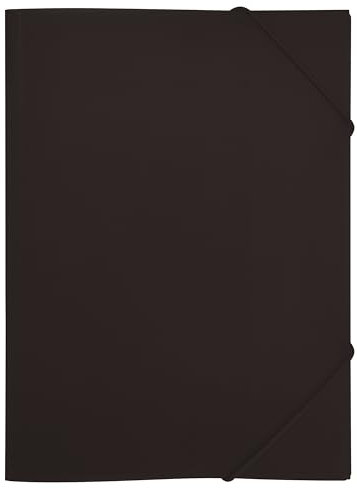 RAYLU PAPER - Ordner mit elastischen Gummibändern und Klappen, A4-Format, Dokumentenmappe für Büro und Schule, aus 100% recycelbarem Polypropylen (A3, Schwarz)