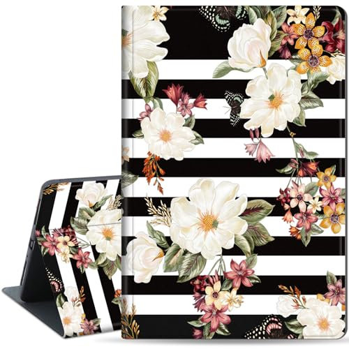 Case for Kindle Fire 7 Tablet (7 Inch, 9th/7th/5th Generation, 2019/2017/2015 Release), Multiple Angle, PU Leather Slim Folio Stand Smart Cover with Auto Wake/Sleep, Flower