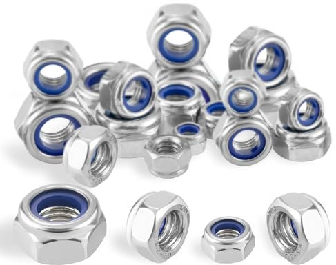 60 Pcs M8 Nyloc Nuts 8mm Locking Nuts 304 Stainless Steel Hex Nuts A2 V2A Self Locking Nuts Nylon Insert Lock Nut Kits Thread Lock Nuts Nyloc Hexagon Nut nutstone DIN 985