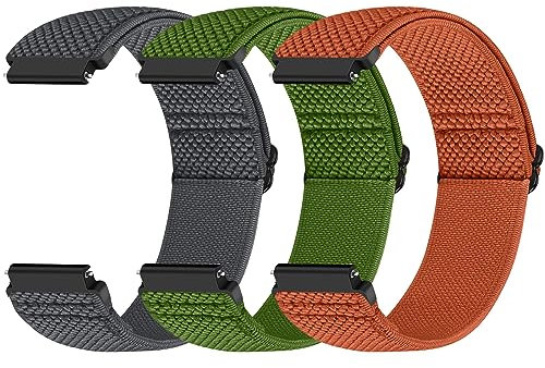18mm Elastic Nylon Sport Watch Strap Compatible with Garmin Venu 3S/Venu 2S/Vivoactive 4S/Vivomove 3S/Active S/Forerunner 265(42mm)/Fossil Women's Gen 6 42mm/5E 42mm/Gen 4 Sport for Women Men