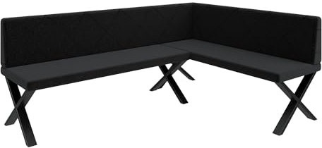 FURNISTAR Eckbank Akiko Metal X - Eckbankgruppe für Ihrem Esszimmer, Küche modern, Sitzecke, Essecke. Perfekt für Küche, Büro und Rezeption. Solide und Starke Verarbeitung. (196x142-Rechts-Inari100)
