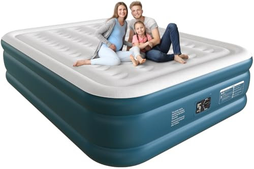 Ezyrest - Queen Air Mattress with Built-in Pump, 18 Inch Dual Height Inflatable Mattress with Soft Top and Carry Bag, Adjustable Airbed Airbed