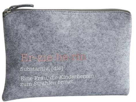 Geschenk - Filz Kosmetiktasche | Erzieherin mit Herz | kleine Geschenkidee zum Abschied | Abschiedsgeschenk für Erzieherinnen Kindergarten