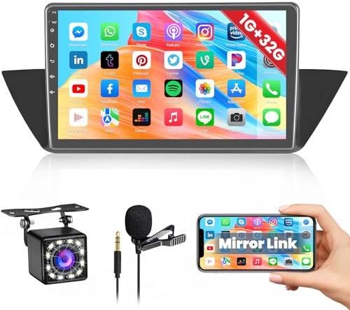 Android 13 Autoradio für BMW X1 E84 2010-2016, 9 Zoll Touch Display Auto Radio Player mit GPS Navi WiFi Bluetooth FM RDS Freisprecheinrichtung Mic Mirror Link+Canbus