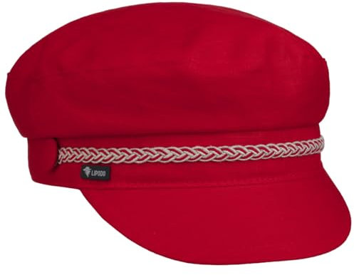 Lipodo Elbsegler Maritimer Chic Einfarbige Kapitänsmütze Leinen Made in Italy Damen Frühjahr/Sommer rot One Size