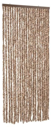 vidaXL Rideau Anti-mouches, Store Anti-insectes avec Crochet, Rideau de Porte Longueur et Largeur Réglables, Beige et Marron Foncé 90x200 cm Chenille