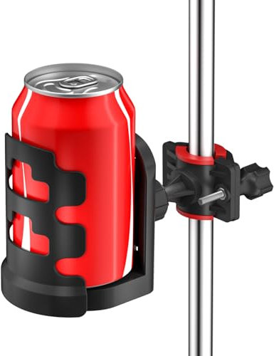 Adjustable Mic Stand Drink Holder with 360° Rotate Microphone Stand Cup Holder - Universal Water Bottle Holder Clamp On Cup Holder for Mic Stand, Music or Drum Stands to Holds Cups, 1 Pack