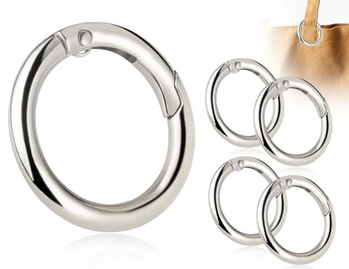 ZoeTekway 4 Stück Runde Karabiner,Zink Legierung Karabinerhaken,Karabinerring,Ringkarabiner Snap,Schlüsselanhänger ringe,Schlüsselbund Zubehör,O-Ring Taschenringe,Schlüsselkette ring,Für Key Rings