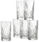 Baroni Home Set mit 6 Wassergläser mit eleganten Schnitzereien, ideal auch für Longdrinks und Cocktails, Kristall Effekt, Fassungsvermögen 33cl, spülmaschinenfest, 7,5x7,5x14 cm