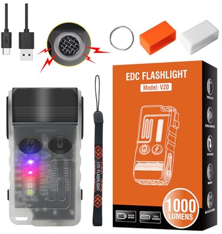 Leistungsstarke Taschenlampe mit Alarm mit 110 dB, Multi-Winkel-Beleuchtungsmagnete, 180-Grad-Rotation, Doppelschalter, Farbwechsel, EDC Clip