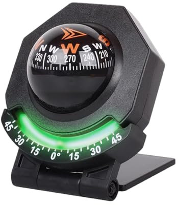 Auto-Kompass Armaturenbrett | Faltbarer, im Dunkeln leuchtender Kugelkompass | Eingebauter Sloppe-Meter für hochpräzise Navigation | Tragbarer Marine Kompass für Auto, LKW und Fahrzeug Dekoration