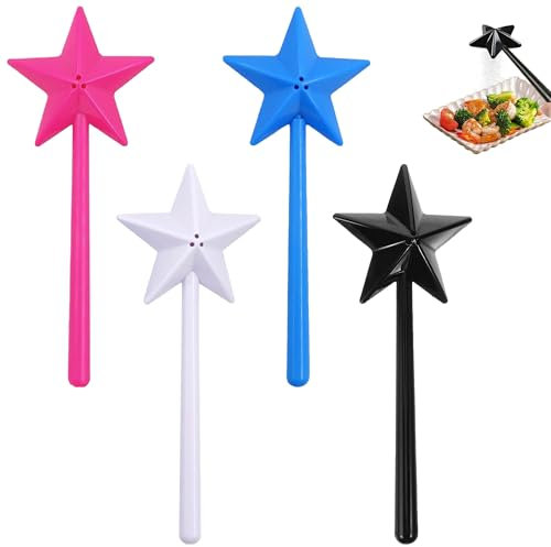 Juego de 4 saleros y pimenteros de varita mágica, salero y pimentero, en forma de estrella, varita mágica, para cocina, restaurante, botella de especias, decoración de mesa (4 colores)