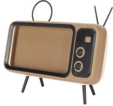 CaCaCook Telefon-Bildschirmhalterung, TV-Stil, Handyhalter, Retro, Kratzfest, Dekorativer Desktop-Handyständer für Zuhause, Wohnheim, Kaffeefarbe