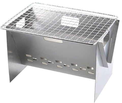 Grill für Camping,Edelstahl Grill Holzkohle - Kompakter Grill für Reisen, Kochen im Freien und Grillen, Campinggrill, Picknick, Terrasse, Hinterhof