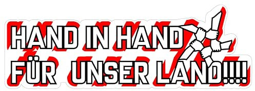 Aufkleber Hand in Hand für unser Land, 20 cm x 7 cm, Solidarität, Patriotisch, Mittelstand, Landwirtschaft