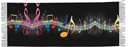 WOTDKG Kaschmirschal, Fransenschal, Unisex, Kaschmirschal, mit Fransen und Hexagonen, Blau, Bunte Musiknoten, One size