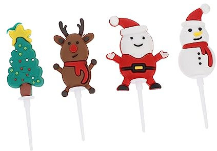 BUGUUYO 4pièces Décorations De Gâteau Créatives Pour Noël Piques à Gâteau Avec Éléments Festifs Accessoires De Fête Et Objets Photo Amusants