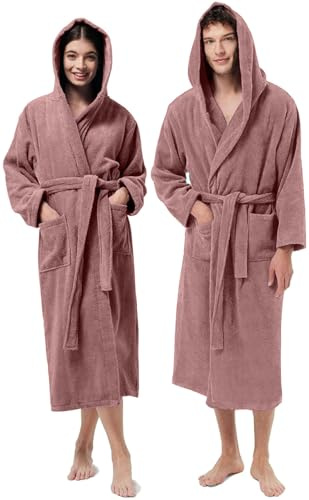 Jenny Sesal Accappatoio UNISEX in Morbida Spugna, Ideale per CASA, SPA, SAUNA, PALESTRA. Morbido e con alta capacità di asciugatura (M, Rosa Cipria)