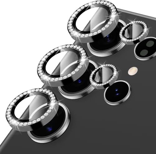 Oelrstfe Caméra Arrière Protection pour Samsung Galaxy S23 Ultra Verre Trempé,Protecteur Objectif Lentille,9H Dureté HD Définition Anti-Rayures Ultra Résistant Pailleté Lens Camera Protector,Noir