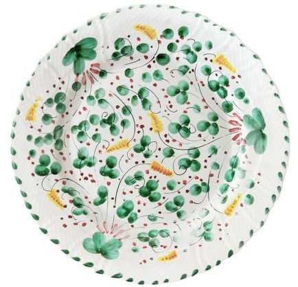 MPOPO Assiettes de camping vertes vintage en porcelaine anglaise gaufrée - Assiette décorative pour dessert, collation