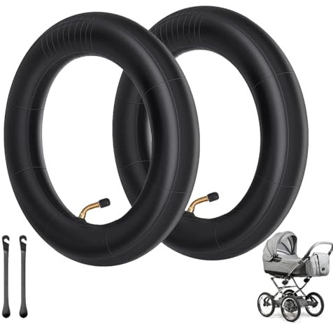 Uoimky 12 Zoll Kinderwagen Schlauch, 2 Stück 12 1/2 x 2 1/4 Fahrradschlauch mit Winkelventil 45° inkl. und 2 Montagehebel Doppelte Stärke Schläuche für Dreirad Laufrad Fahrrad Anhänger Kinderrad