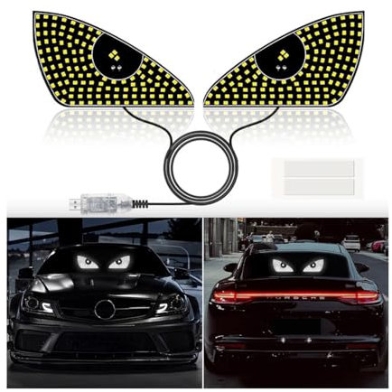 Occhi del Diavolo LED Devil Eyes Auto USB Plug & Play - Luci Dinamiche con 12 Modalità per Parabrezza e Segnalazione