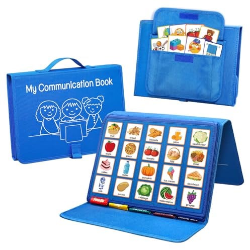 Boczif Kalender Kinder, Pädagogisches Lernspielzeugbuch (Blau) | Wochenplaner Kinder, Visueller Zeitplan mit 196 Stück Karten, Autismus Hilfsmittel, Vision Board für Home School