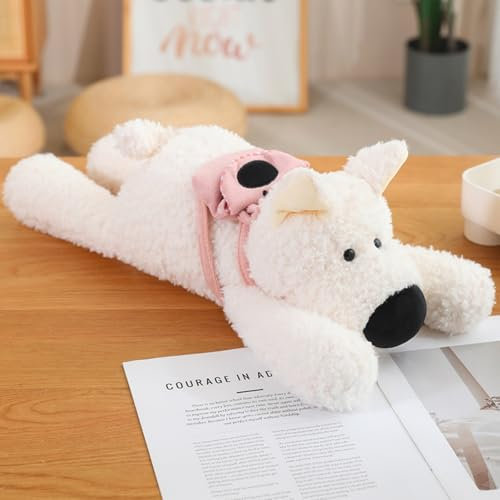 champracer West Highland Terrier Hund Plüschtier Kuscheltiere Hund Kuscheltier Kissen Flauschige und Weiches Plüsch Hund Stofftier Hund Geburtstagsgeschenke für Kinder (50cm,Rucksäcke)