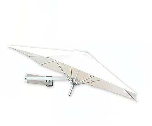 220cm Wall Mounted Garden Cantilever Parasol, Balcony Umbrella With Adjustable Pole, Tilted Design And Wind Vent, Outdoor Tilting Sun Shade For Balcony Yard(White)