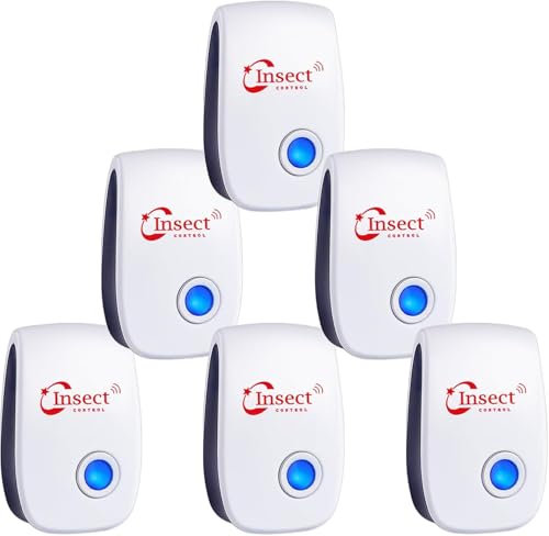 Répulsif Ultrason Anti-Rongeurs Insectes, 6 Pack Ultrason Anti Moustique Ultrason Souris et Rats, Intérieur Répulsif Électronique Insectes Anti Souris, Moustiques, Cafards, Rats, Fourmis, Araignées