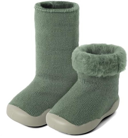 MK MATT KEELY Lauflernschuh Baby Winter Sockenschuhe Warm Plüsch Kleinkind Mädchen Jungen Krabbelschuhe Outdoor mit Anti-Rutsch-Sohle