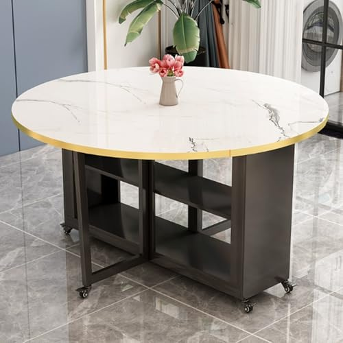 AYHARYLH Runder Klapptisch, Zusammenklappbarer Butterfly-Ausziehtisch Mit Platzsparendem Design, Vielseitig Für Kleine Räume, Küche, Esszimmer, Wohnzimmer(Wit,120cm/47.2in)