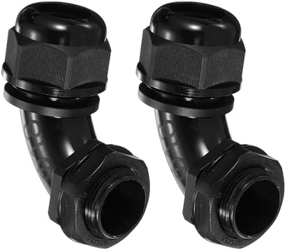 sourcing map 2Pcs M25 Cable Gland, 90 Degree Elbow Nylon Joint IP68 Waterproof Spiral Adjustable Cord Connector with Gaskets for 10-16mm Wire
