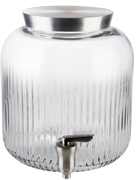 APS 10819 Distributeur de boissons - verre, 5 litres, Ø 20 cm, H : 23 cm, avec couvercle et robinet