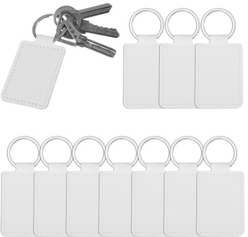 Ymapinc 10 Stück DIY Schlüsselanhänger für Laser Gravieren Leder Schlüsselanhänger Rohlinge Laser Leder Rohlinge für Personalisierte Geburtstagsgeschenke Schlüssel Anhänger Taschenzubehör