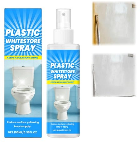 100ml Heavy Duty Yellow Stain Remover,Plastic Restorer & Cleaner Spray,Plastics Yellowing Remover for Air Conditioners & Toilet Seats,All Purpose Plastics Cleaner,Restores Whiteness