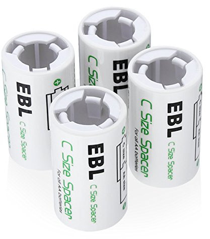 EBL Pack of 4 AA to C Battery Converters, AA to C Battery Adapter Holders