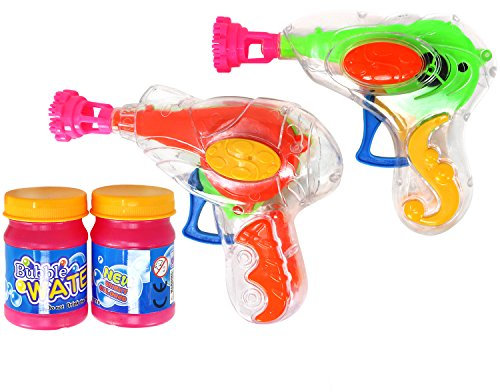 com-four® 2X Seifenblasen-Pistole aus Kunststoff mit je 20 ml Seifenblasenwasser, transparente Seifenblasenmaschine für Kinder und Erwachsene (02 Stück - Mix2)