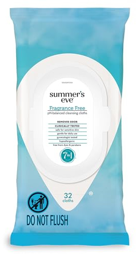 Summer's Eve Fragrance-Free Feminine Wipes, Gentle pH-Balanced Micellar Water Based Formula Helps Control Vaginal Odor, Resealable Pack, 32 Wipes