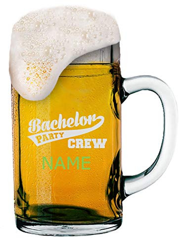 Maßkrug 1L mit individueller Gravur [Name] und [Motiv - Bachelor] - MeinGlas (Motiv 03)